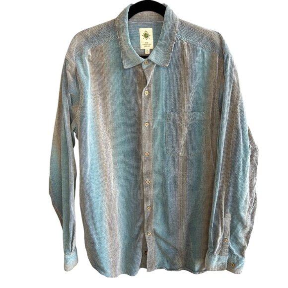 The Territory Ahead Blue Gradient Stripe Corduroy Button Front Shirt Size XL - Picture 1 of 11